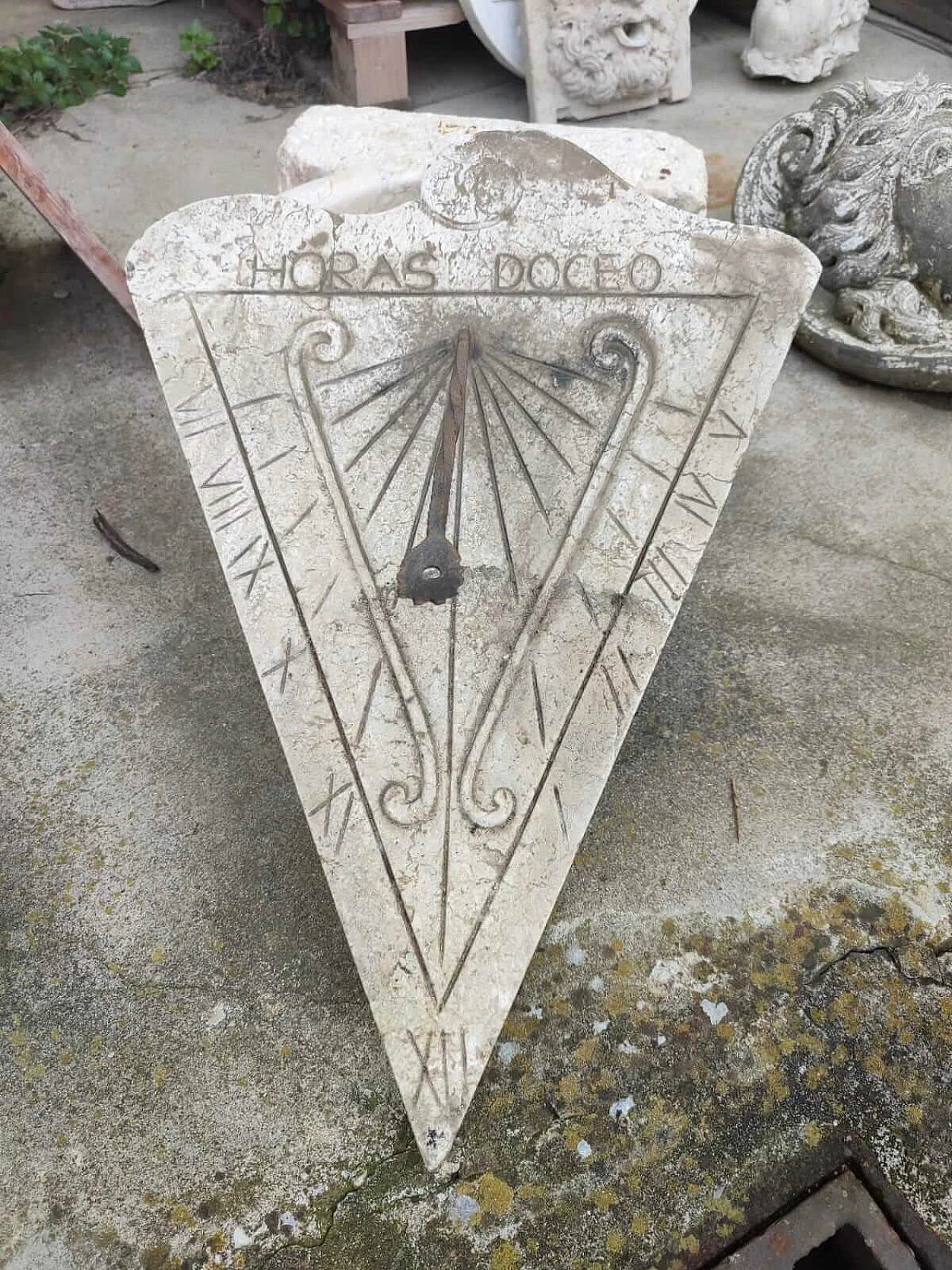 Triangular Istrian marble sundial, 2000s 1