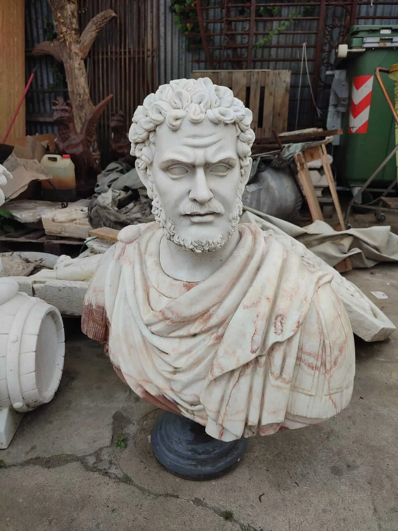 Polychrome Roman emperor bust in Carrara marble, 2000s 1