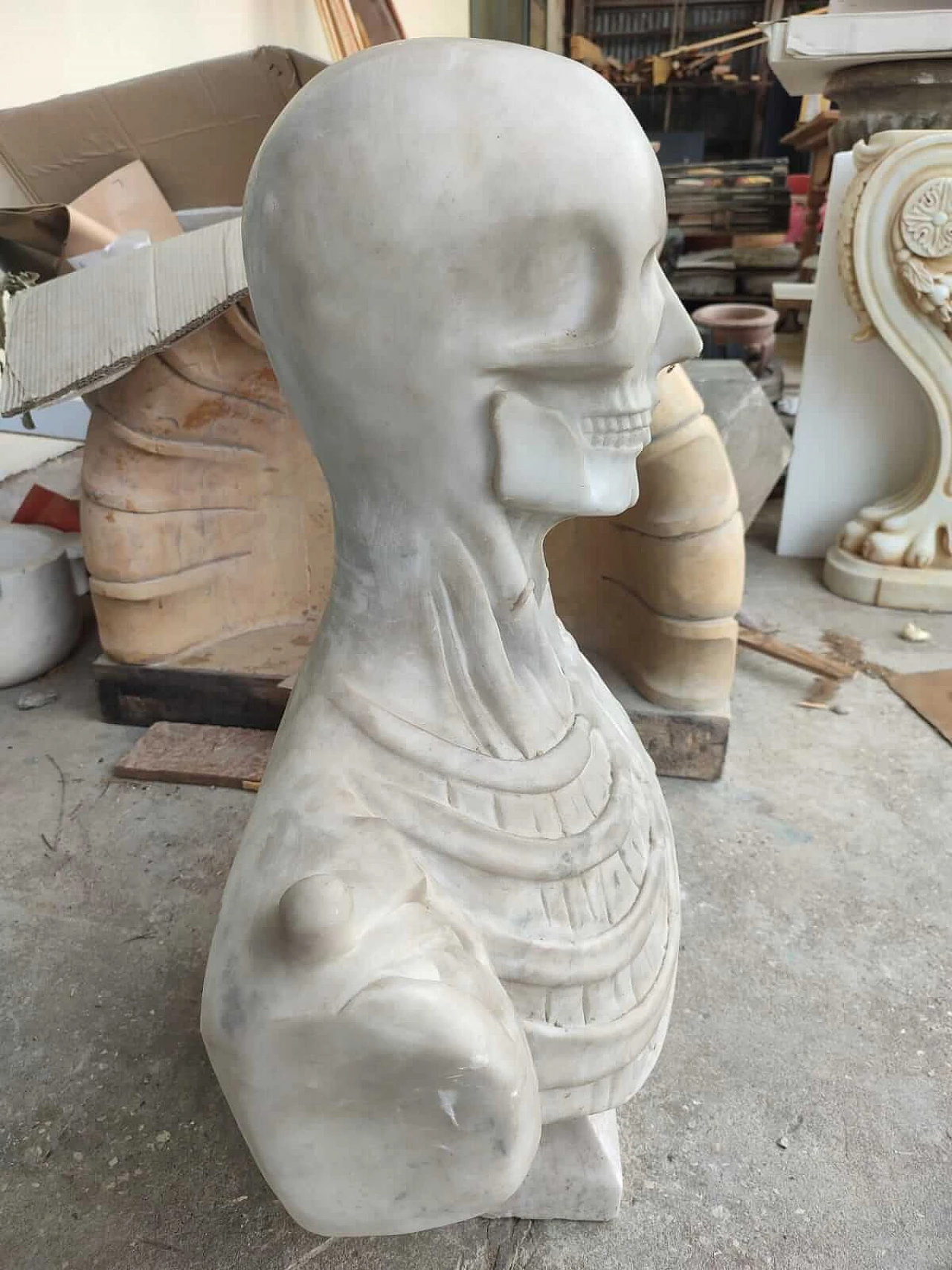 Mezzo busto anatomico in marmo bianco statuario 1