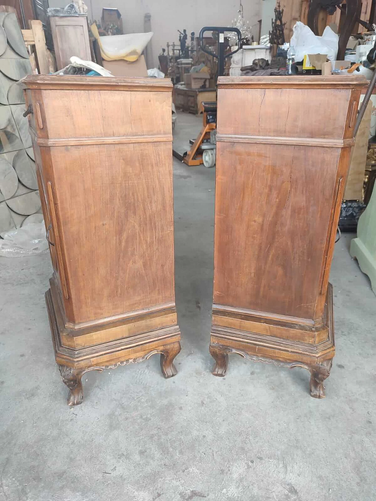 Pair of walnut bedside tables, late 19th century 2