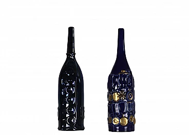 Coppia di Bottiglie Abitate di Gio Ponti per Cooperativa Ceramica d'Imola, anni '90