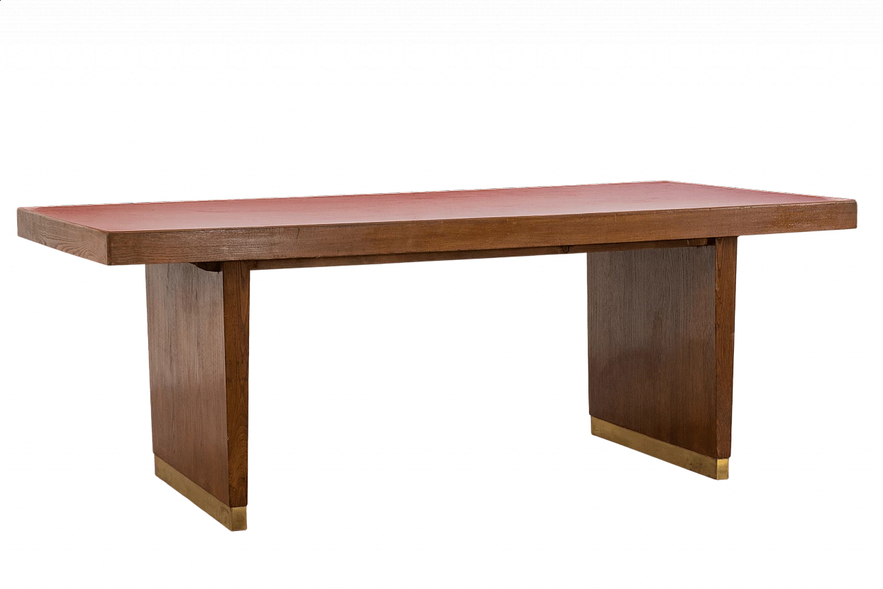 Oak and red laminate table by Gio Ponti for Banca Nazionale del Lavoro, 1950s 8