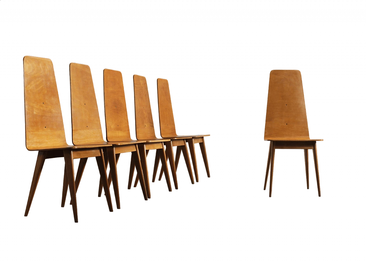6 Sedie in legno curvato di Sineo Gemignani, anni '40 6