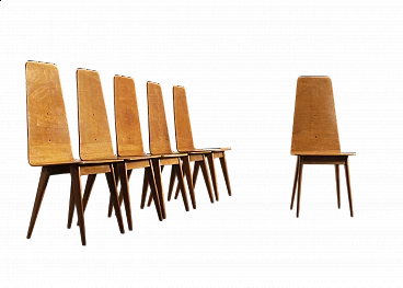 6 Sedie in legno curvato di Sineo Gemignani, anni '40