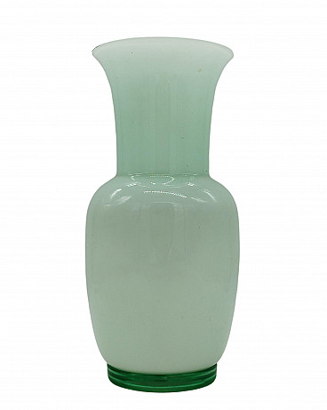 Green-enamelled Murano glass vase by Tommaso Buzzi for Venini, 1985