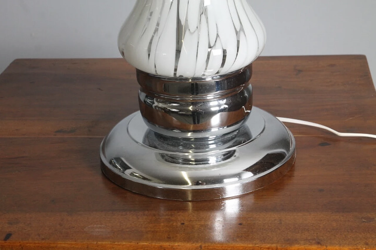 Lampada a fungo in vetro di Murano latteo e metallo di Mazzega, anni '70 7