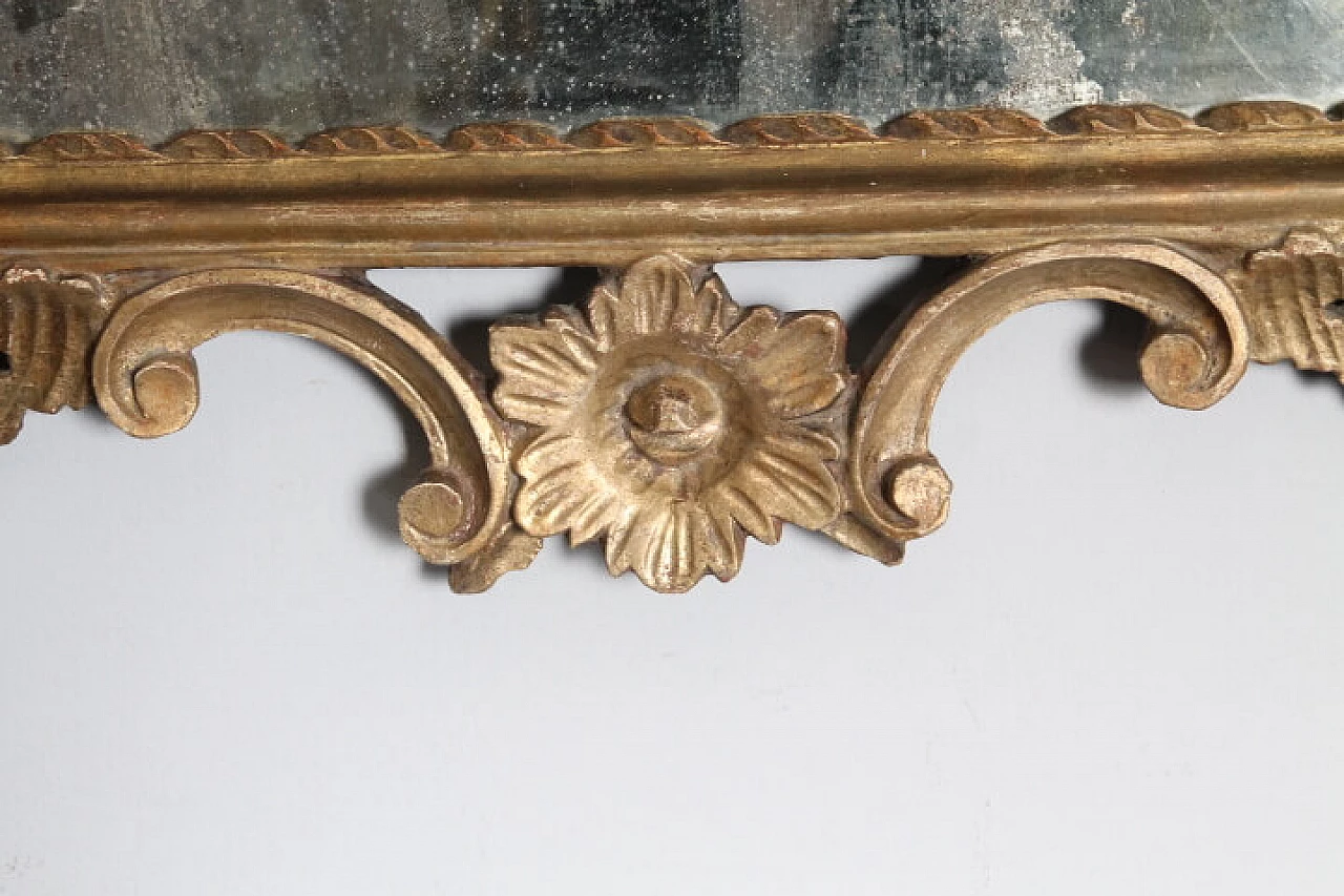 Specchio al mercurio Luigi Filippo con cornice in foglia d'oro, metà '800 8