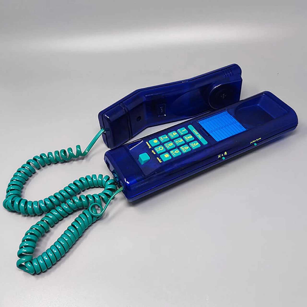 Telefono Swatch Twin Deluxe blu in stile Memphis, anni '80 7