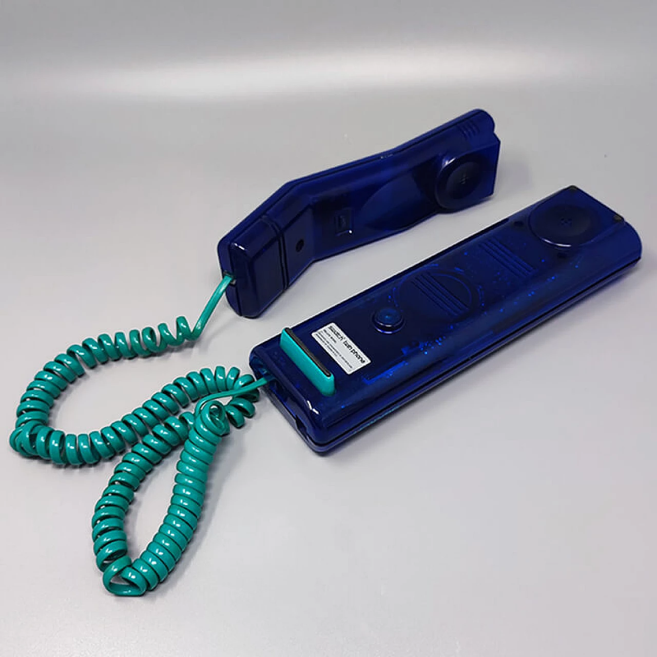 Telefono Swatch Twin Deluxe blu in stile Memphis, anni '80 8