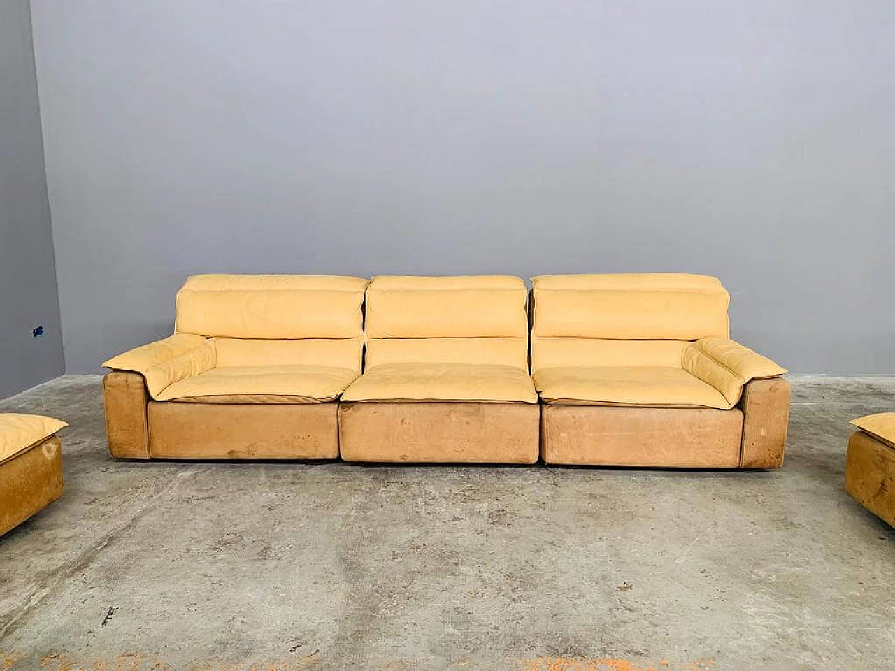 Bogo five-module leather and suede sofa by Carlo Bartoli for Rossi di Albizzate, 1970s 10