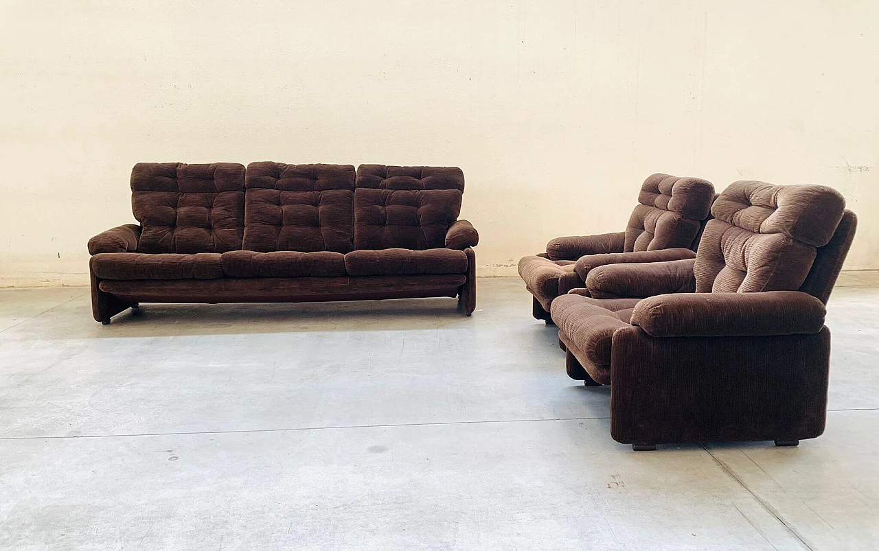 Coronado three-seater sofa and pair of armchairs by Tobia Scarpa for B&B Italia, 1970s 20
