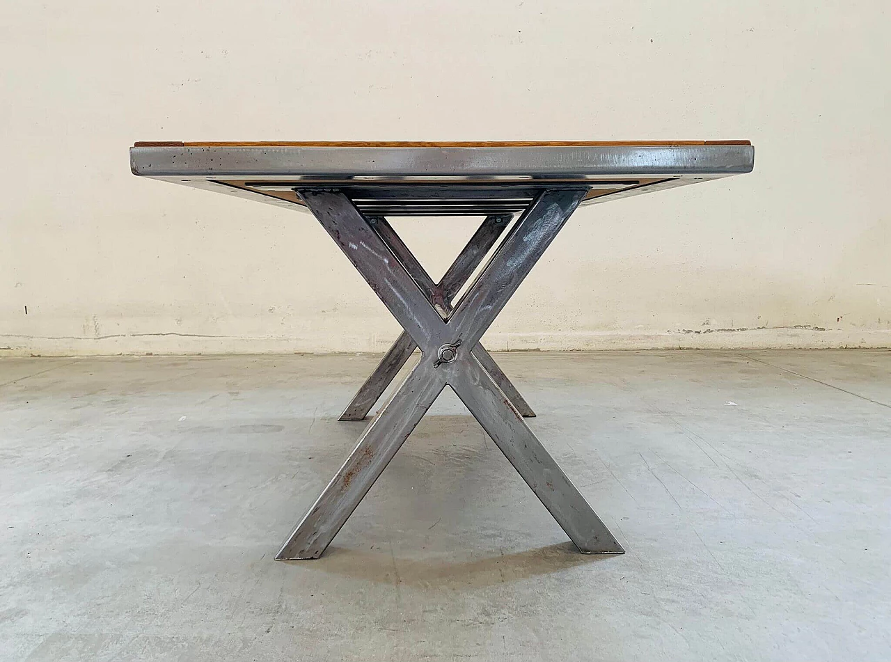 Steel table with teak top, 2000s 8
