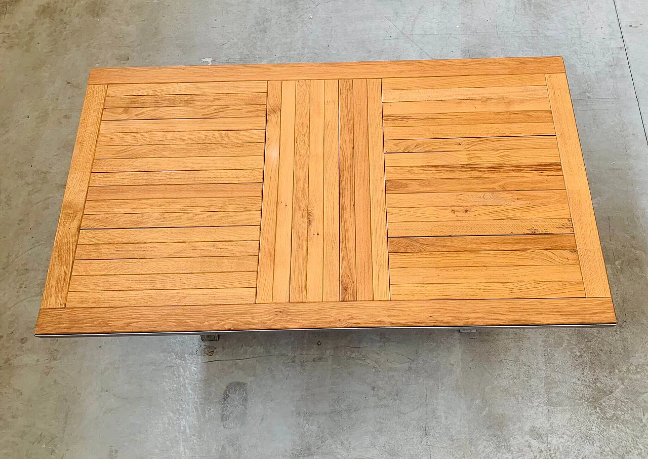 Steel table with teak top, 2000s 16