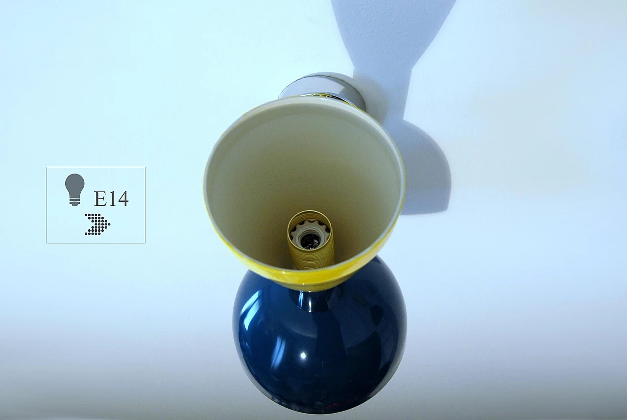 Applique in ottone cromato a doppio cono giallo e blu di Deyroo Lighting, anni '2000 9