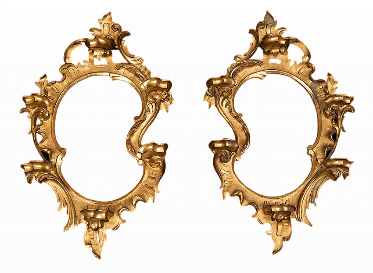 Coppia di specchiere Luigi Filippo in legno dorato e intagliato, '800 5