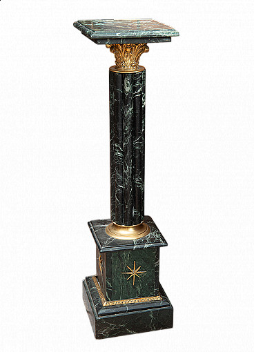 Empire-style column in Alpi green marble, early 20th century