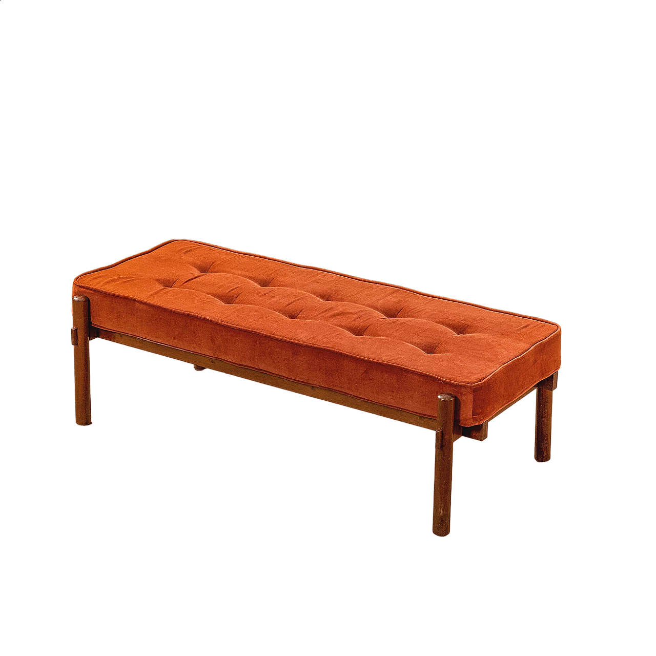Wood and red fabric bench by Ico Parisi, 1960s 6