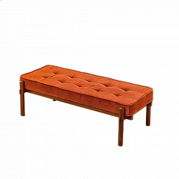 Panca in legno e tessuto rosso di Ico Parisi, anni '60