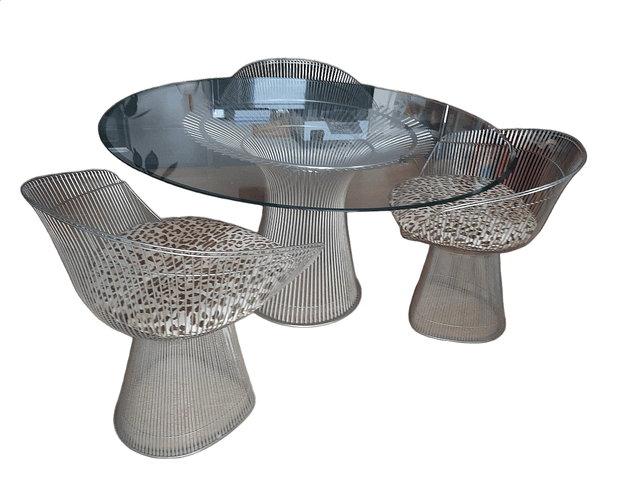 3 Chairs and table by Warren Platner for Knoll, 1970s 7