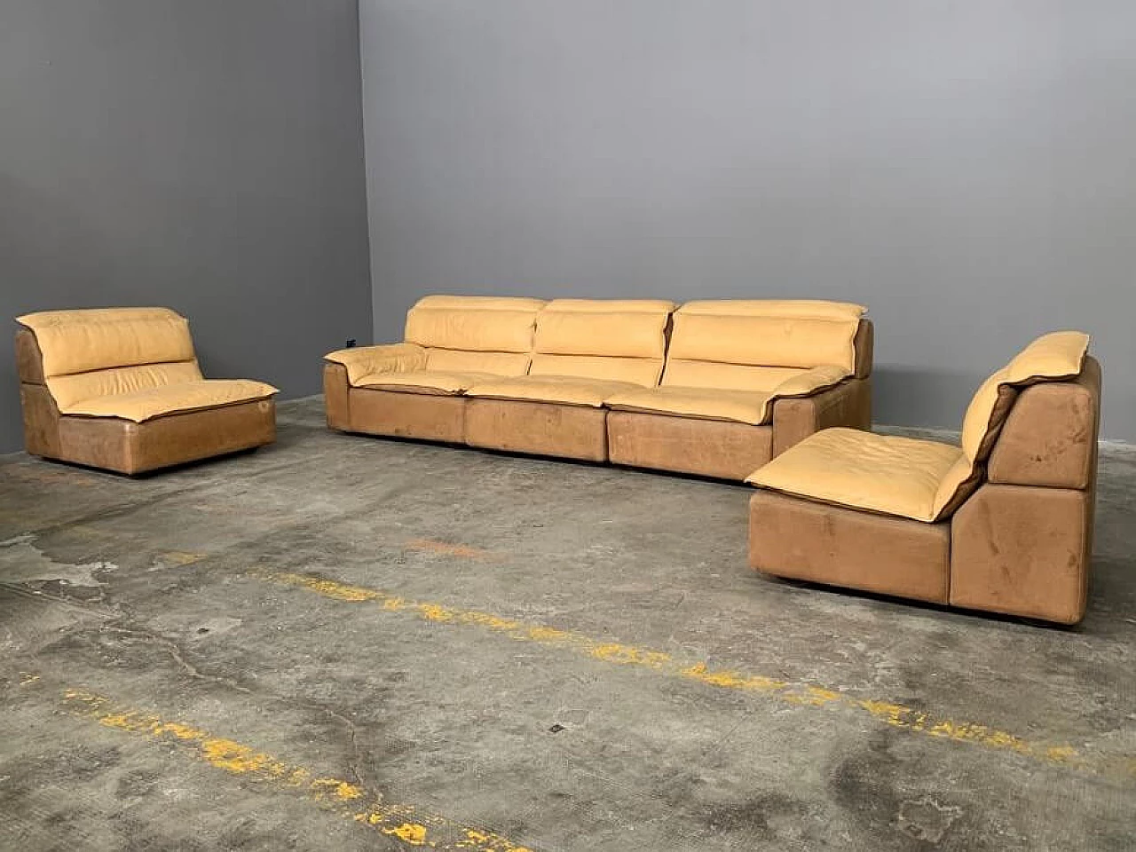 Bogo five-module leather and suede sofa by Carlo Bartoli for Rossi di Albizzate, 1970s 20