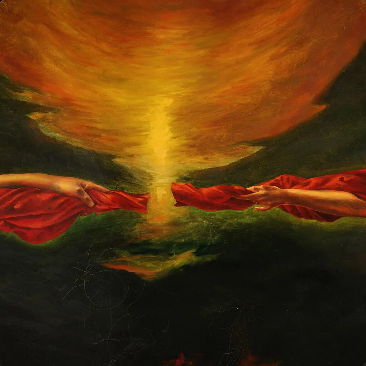 Italian round painting of surrealist subject, oil on canvas, 1988 2