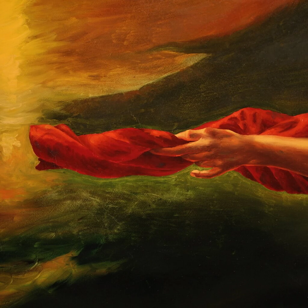 Italian round painting of surrealist subject, oil on canvas, 1988 8
