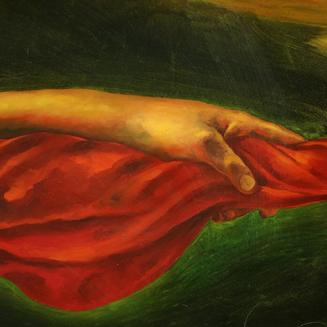 Italian round painting of surrealist subject, oil on canvas, 1988 10