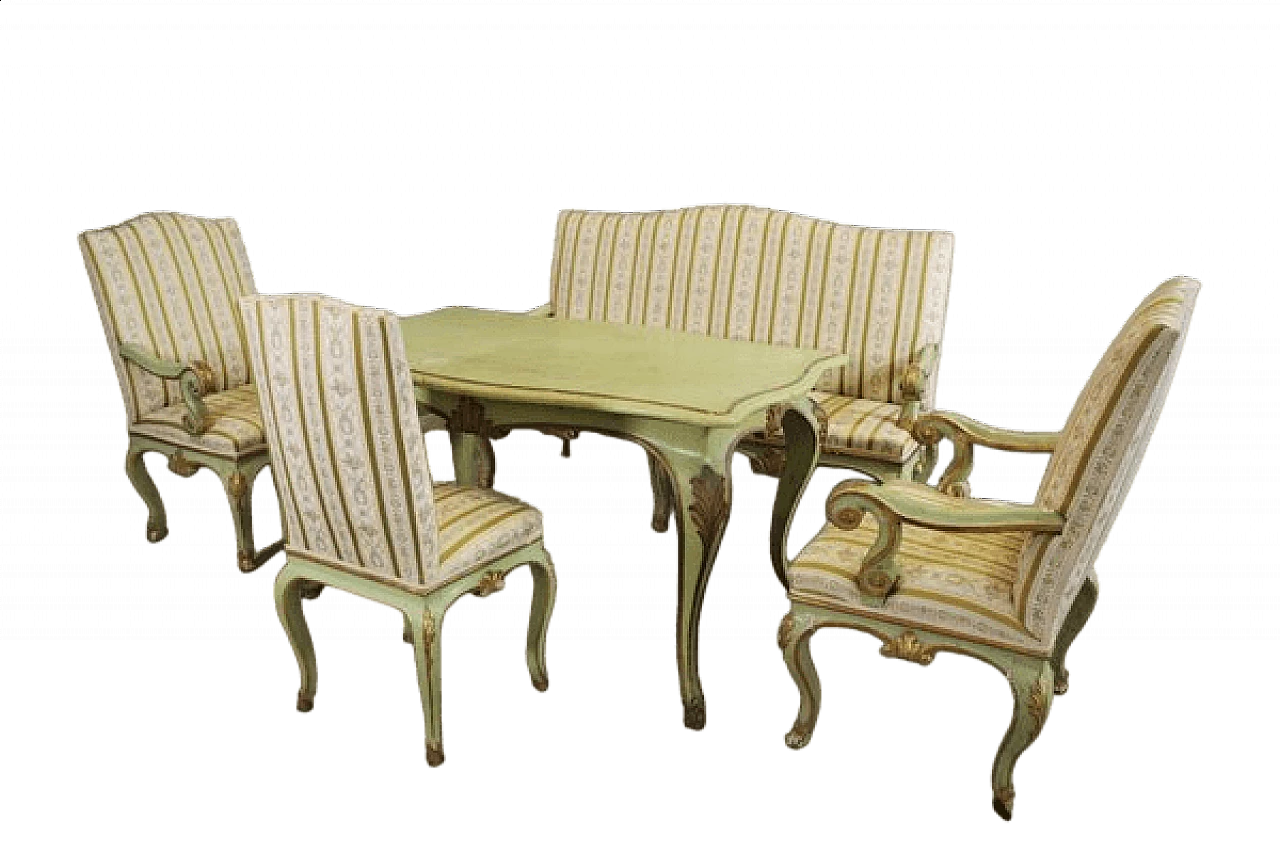 Baroque style table, sofa, chair and pair of armchairs, mid-19th century 1460427