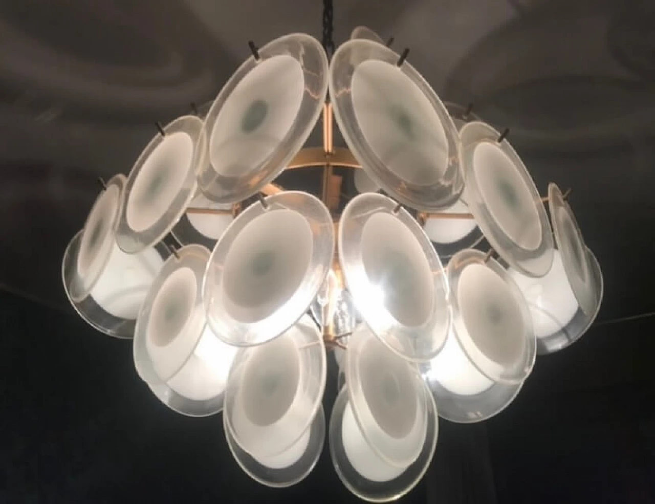 Chandelier with Murano glass disks by Vistosi, 1970s 8