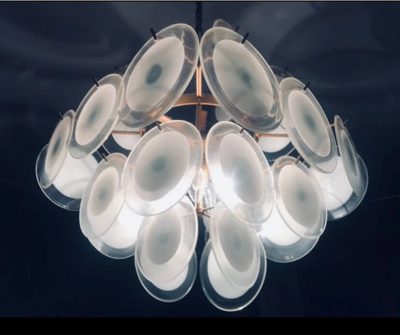 Chandelier with Murano glass disks by Vistosi, 1970s 10