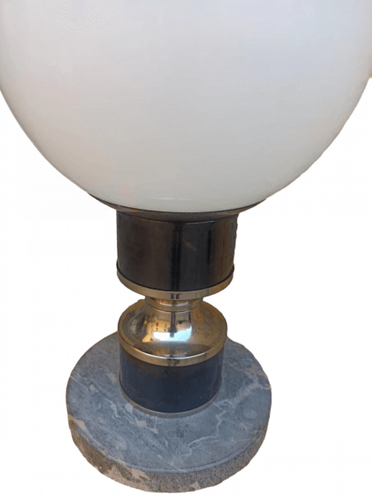 Metal, leather, glass and marble table lamp, 1970s 3