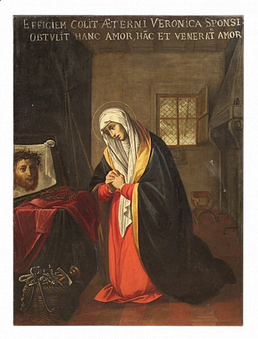 Dipinto raffigurante Santa Veronica, olio su tela, '600