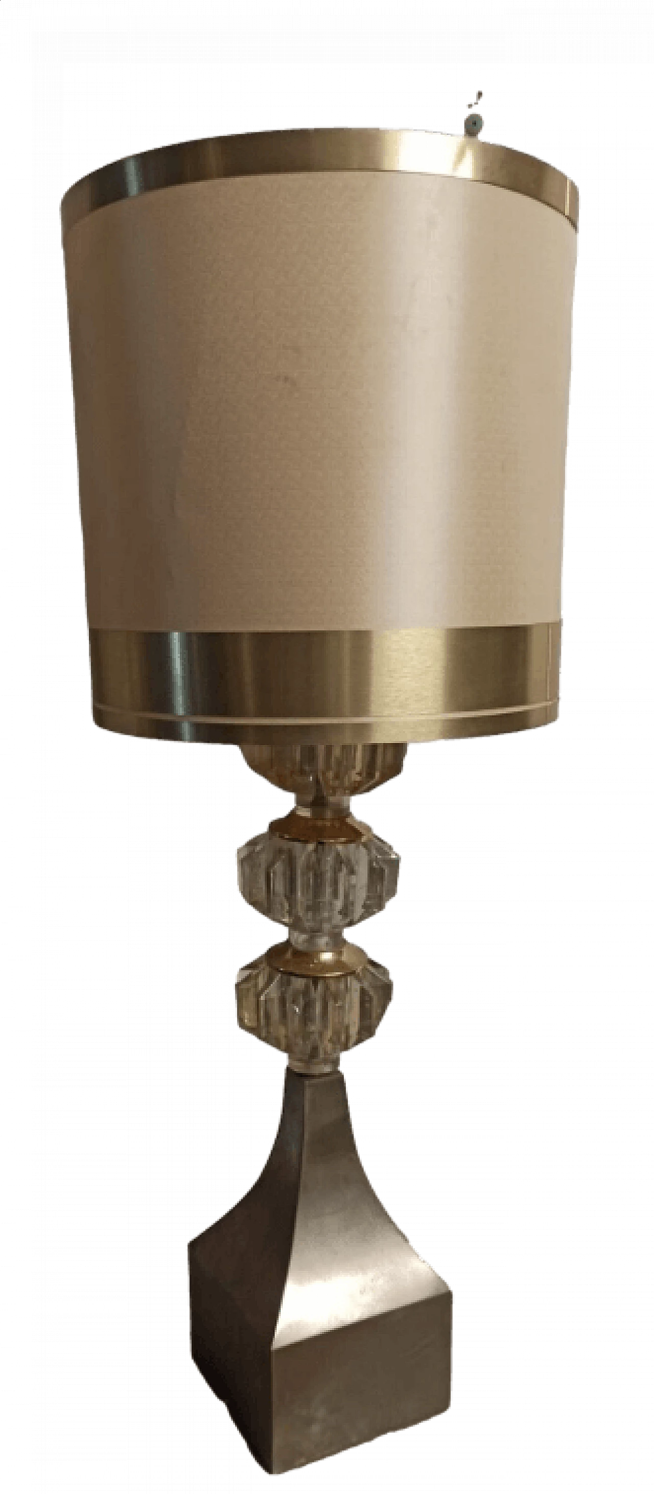 Crystal and brass table lamp, 1970s 1