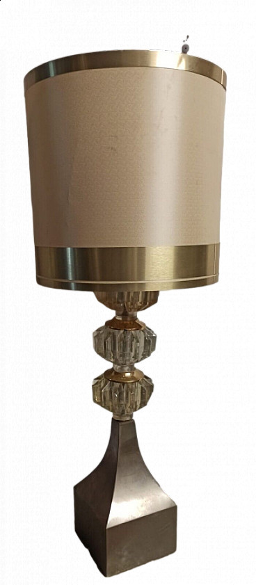 Crystal and brass table lamp, 1970s