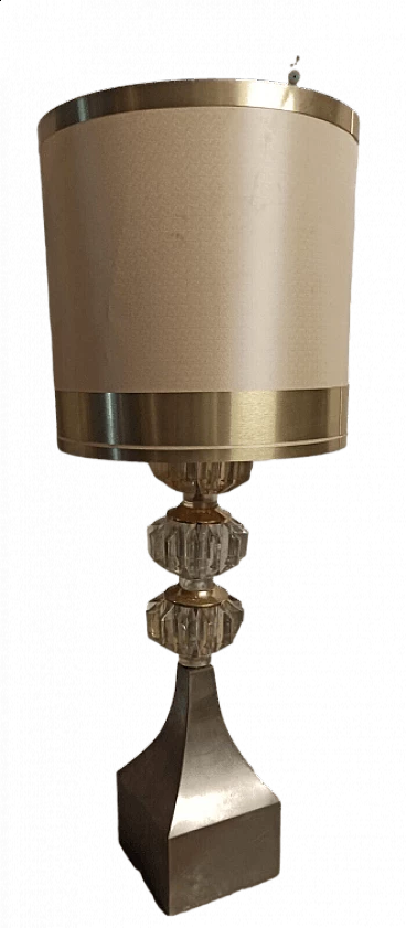Crystal and brass table lamp, 1970s