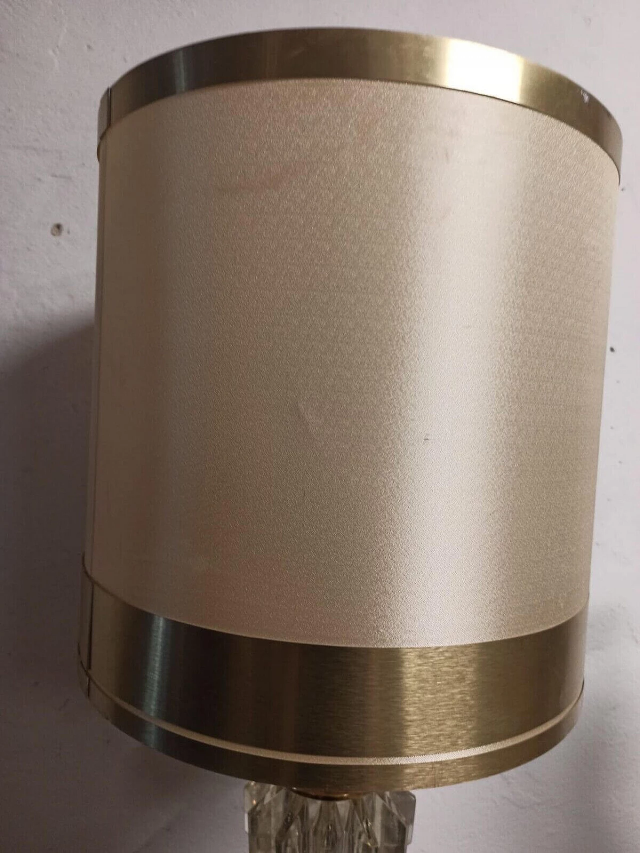 Lampada da tavolo in cristallo e ottone, anni '70 2