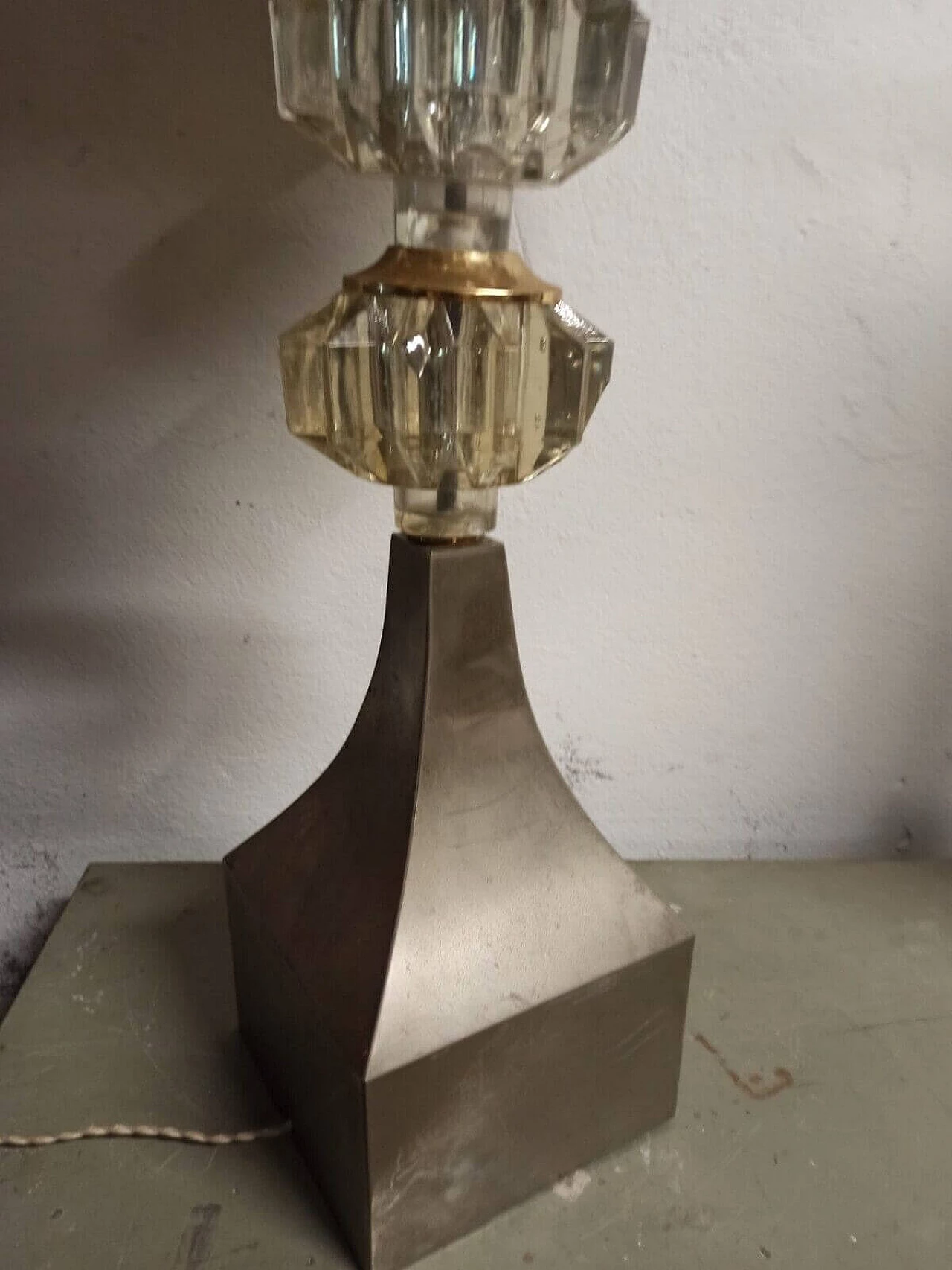 Crystal and brass table lamp, 1970s 6