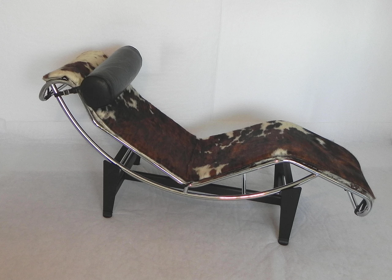 Bauhaus style metal and cavallino chaise longue by Alivar, 1990s 3