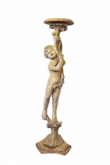 Gilded wood coffee table with putto sculpture, 1930s