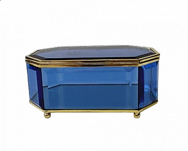 Scatola in vetro blu attribuita a Pietro Chiesa per Fontana Arte, anni '50