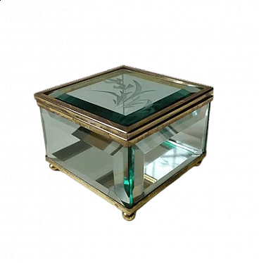 Glass box with floral motif attributed to Pietro Chiesa for Fontana Arte, 1950s