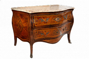 Neapolitan Louis XV exotic wood and marble commode, 18th century