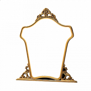Baroque-style mirror with wooden frame and gold leaf, 1950s