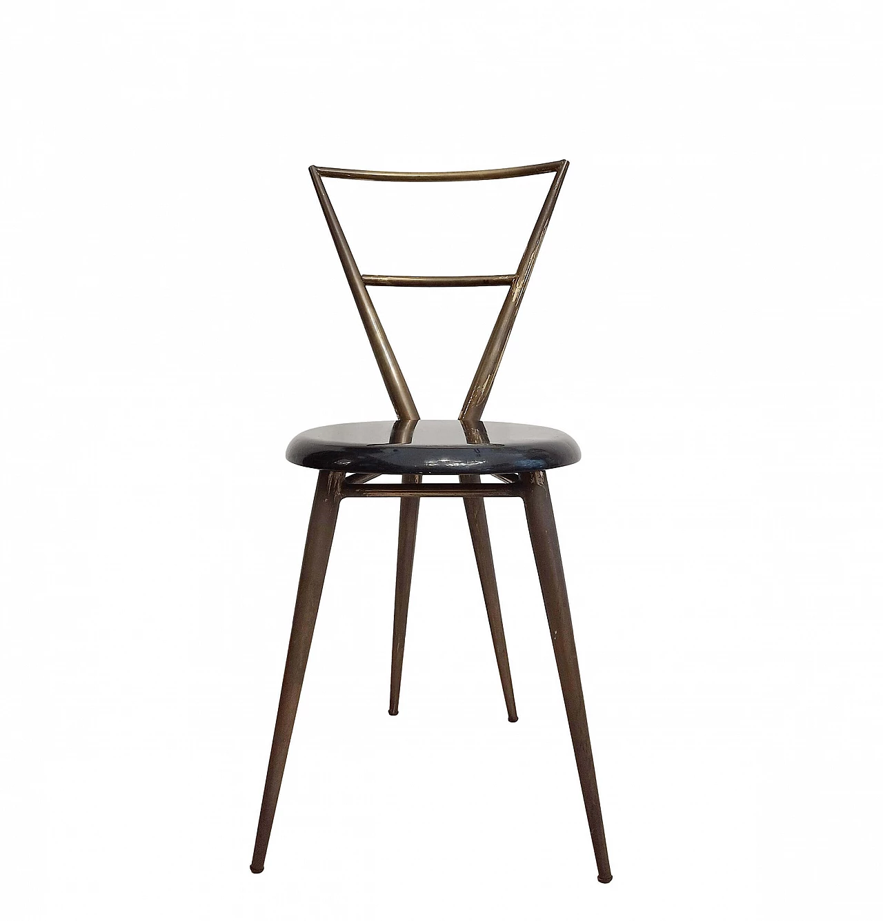 Brass chair with round seat in the style of Gio Ponti and Giulio Minoletti, 1950s 1