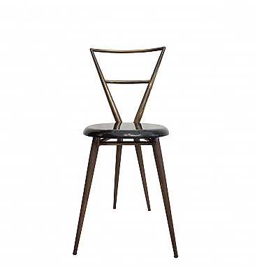 Brass chair with round seat in the style of Gio Ponti and Giulio Minoletti, 1950s