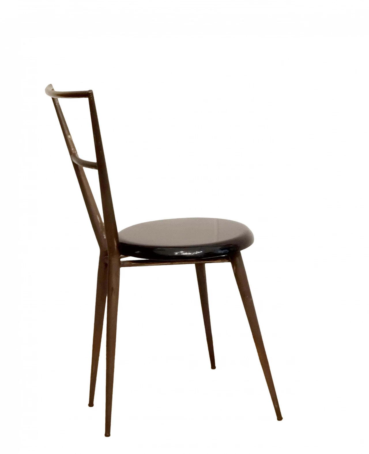Brass chair with round seat in the style of Gio Ponti and Giulio Minoletti, 1950s 3