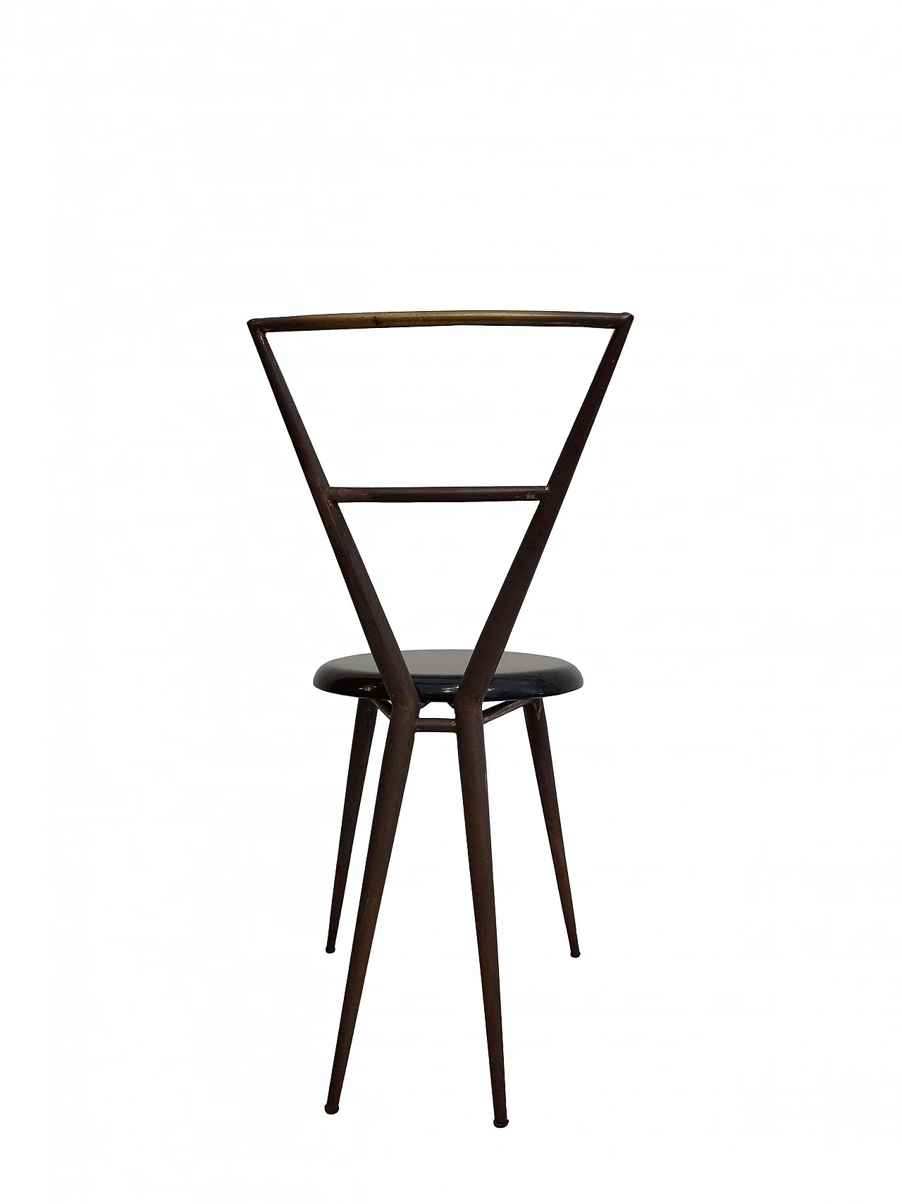 Brass chair with round seat in the style of Gio Ponti and Giulio Minoletti, 1950s 4