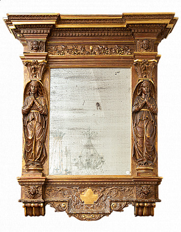 Genoese wood mirror by Scalandrini, second half of the 19th century