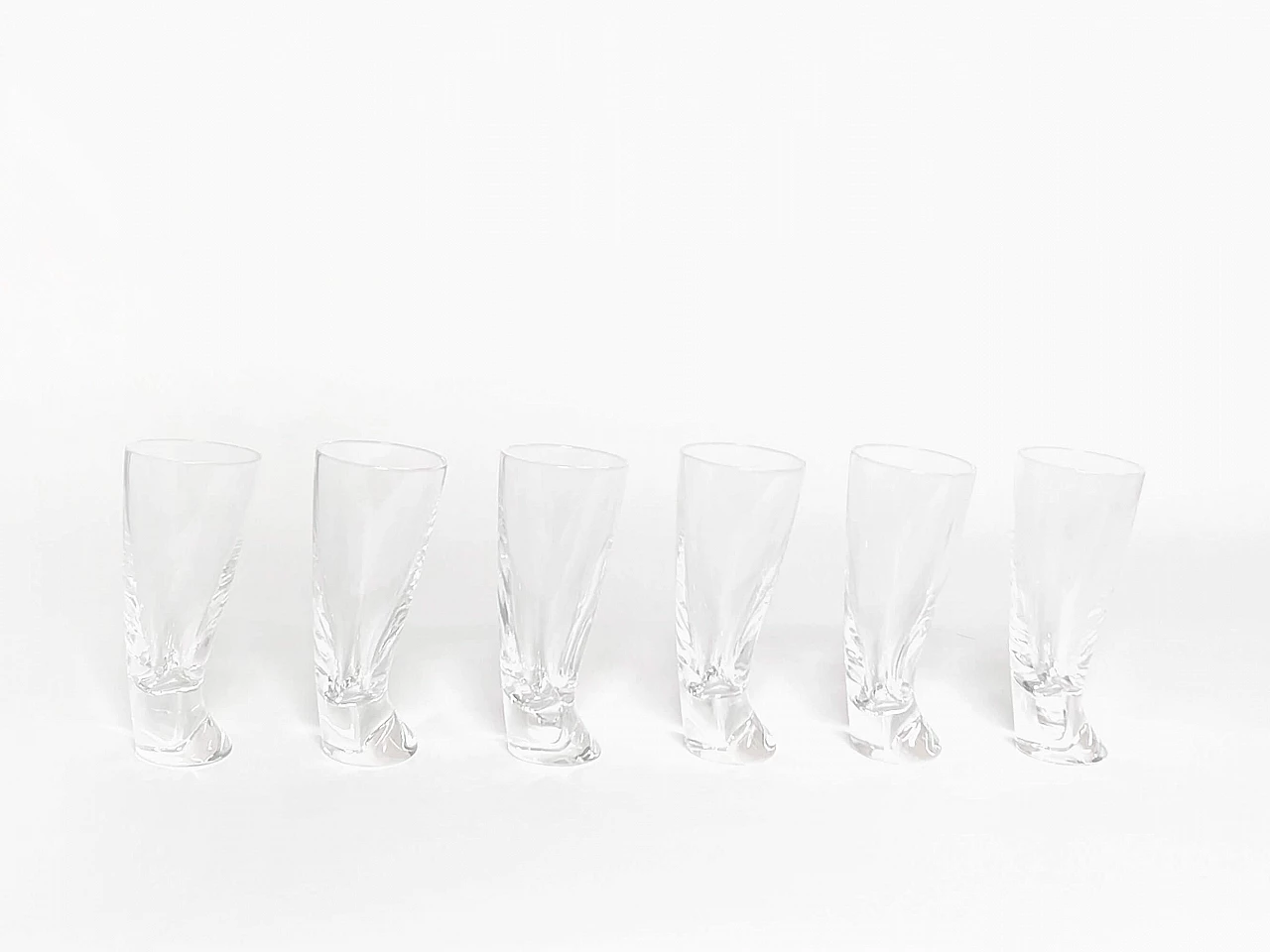 6 Touch Glass vodka glasses by Angelo Mangiarotti for Cristalleria Colle, 1990s 1