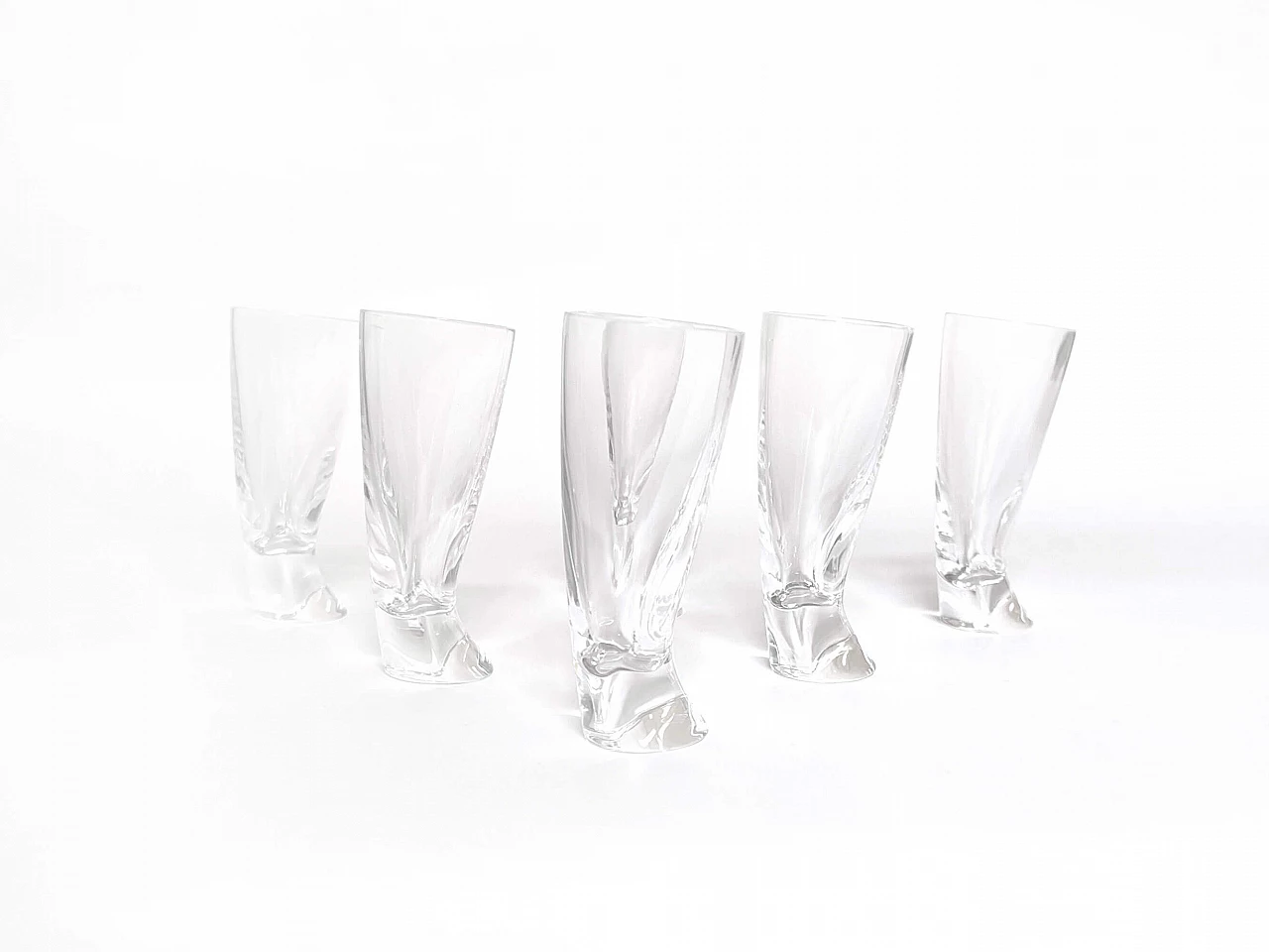 6 Touch Glass vodka glasses by Angelo Mangiarotti for Cristalleria Colle, 1990s 5